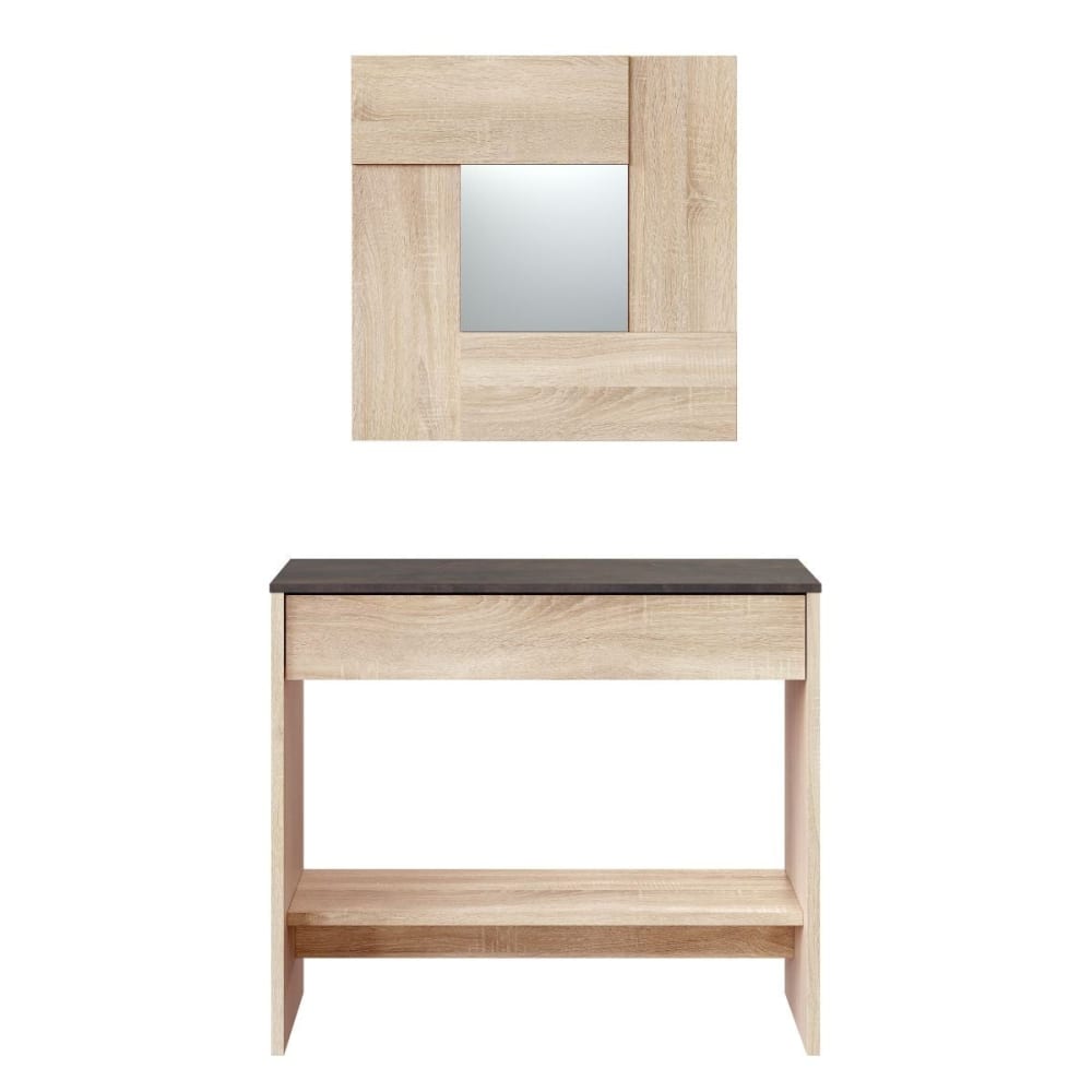 Calicosy Console d'entrée - bois clair style contemporain Beige Panneau De Particules - 92x79x33cm