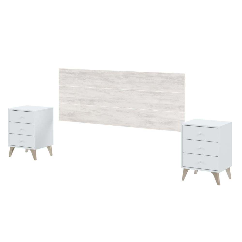 Cabezal con 2 mesitas blanco velho y blanco artik