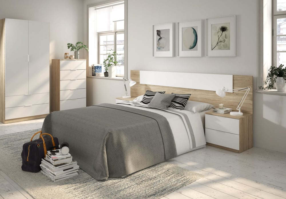 Cómoda con 5 cajones blanco artik y roble canadian - Maisons du Monde