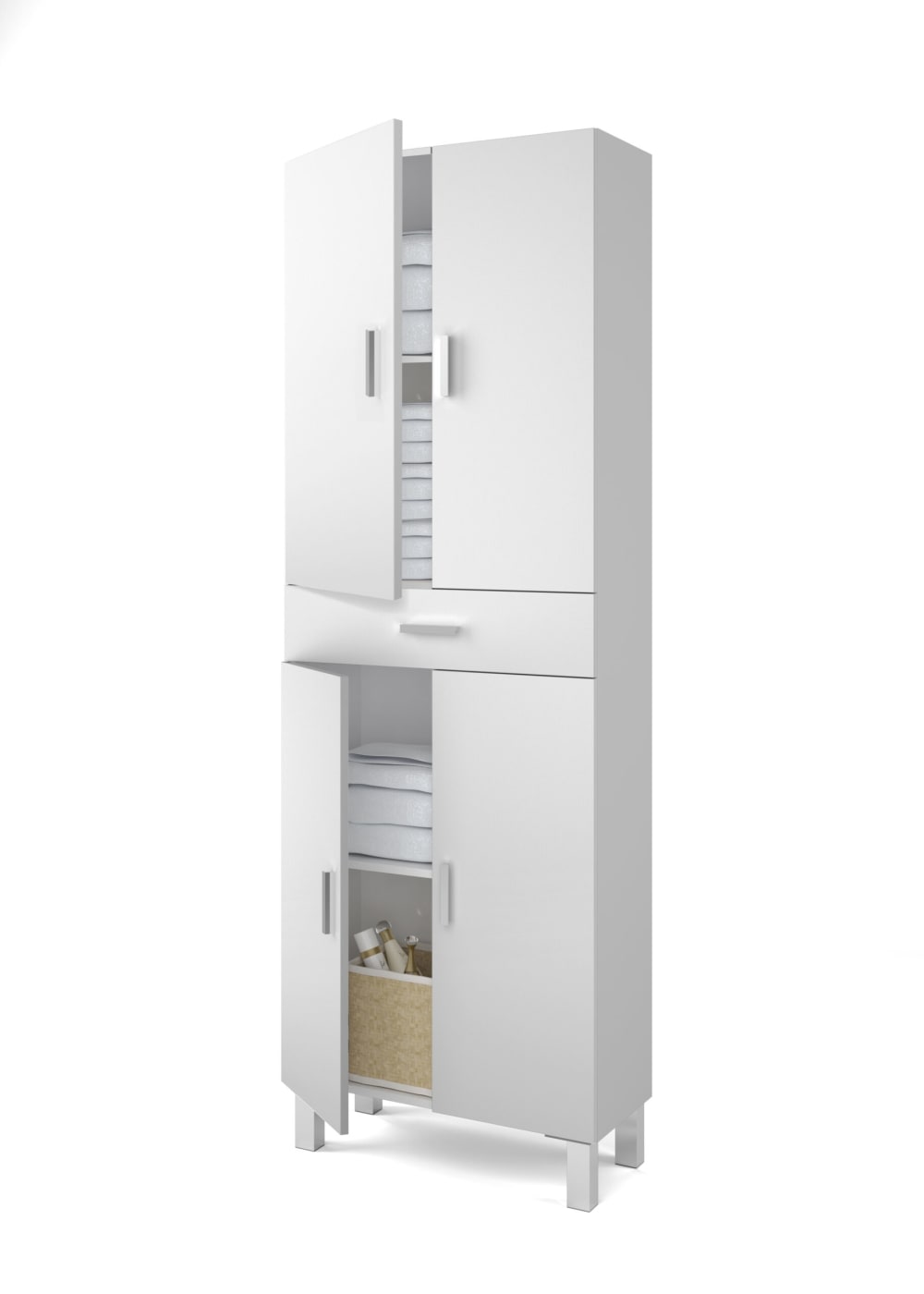 Columna de baño con 4 puertas y 1 cajón Aruba - blanco brillo - Maisons du Monde