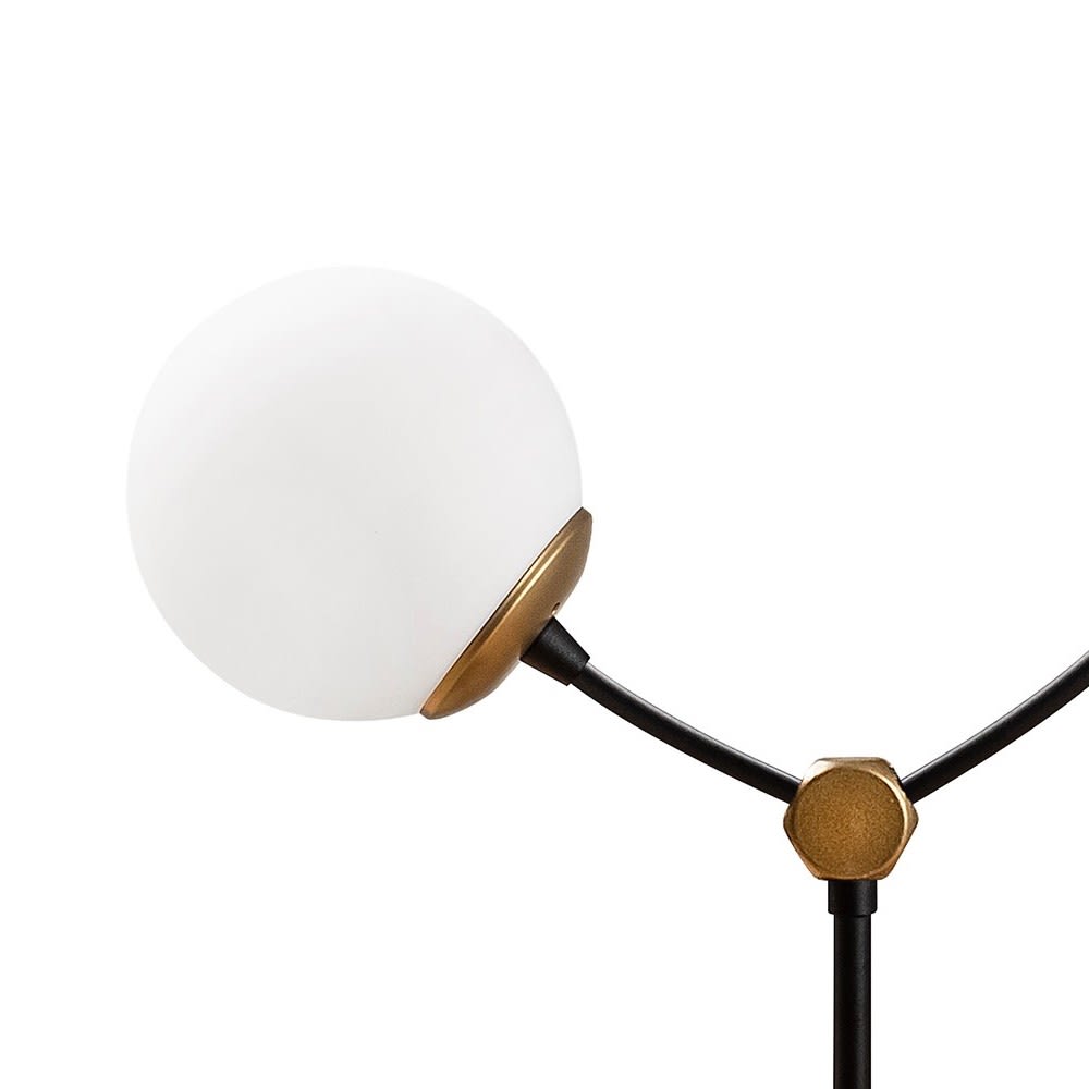 Lampe de table nordique 2 lumières noir et or avec sphères en verre — vue 4