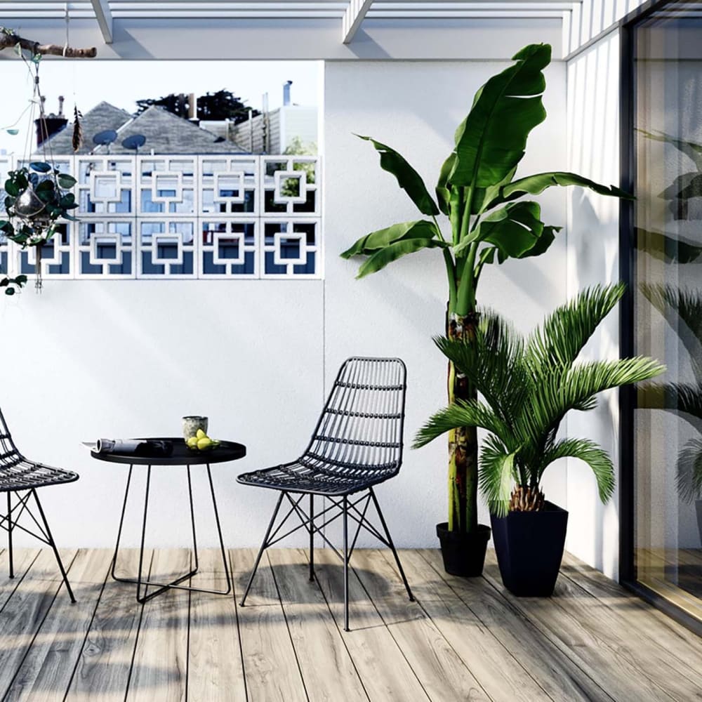 Plante artificielle palmier en polyéthylène et béton H78