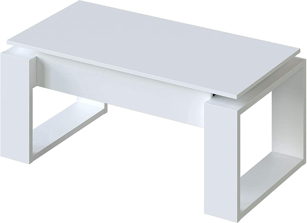 Table basse design à plateau relevable - H43 cm - Blanc
