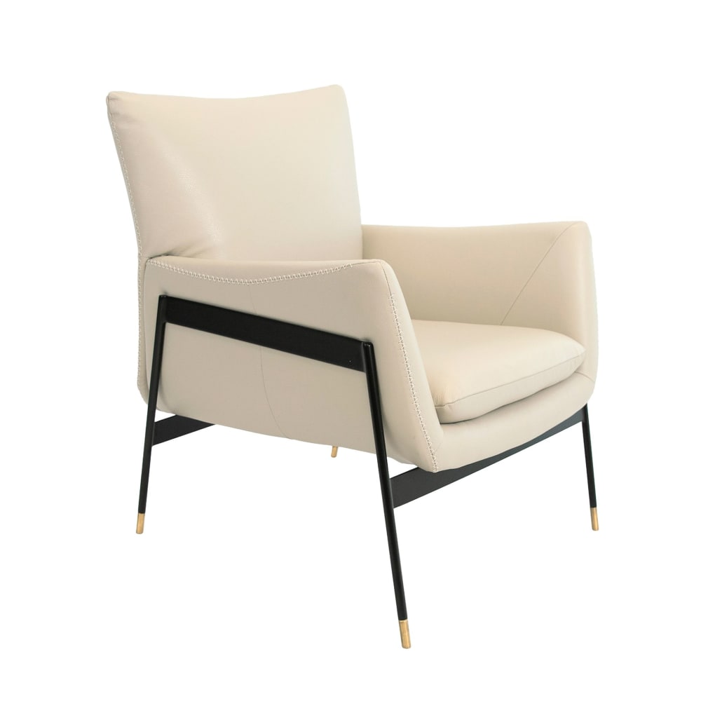 Fauteuil en cuir gris perle Fauteuil en cuir gris perle