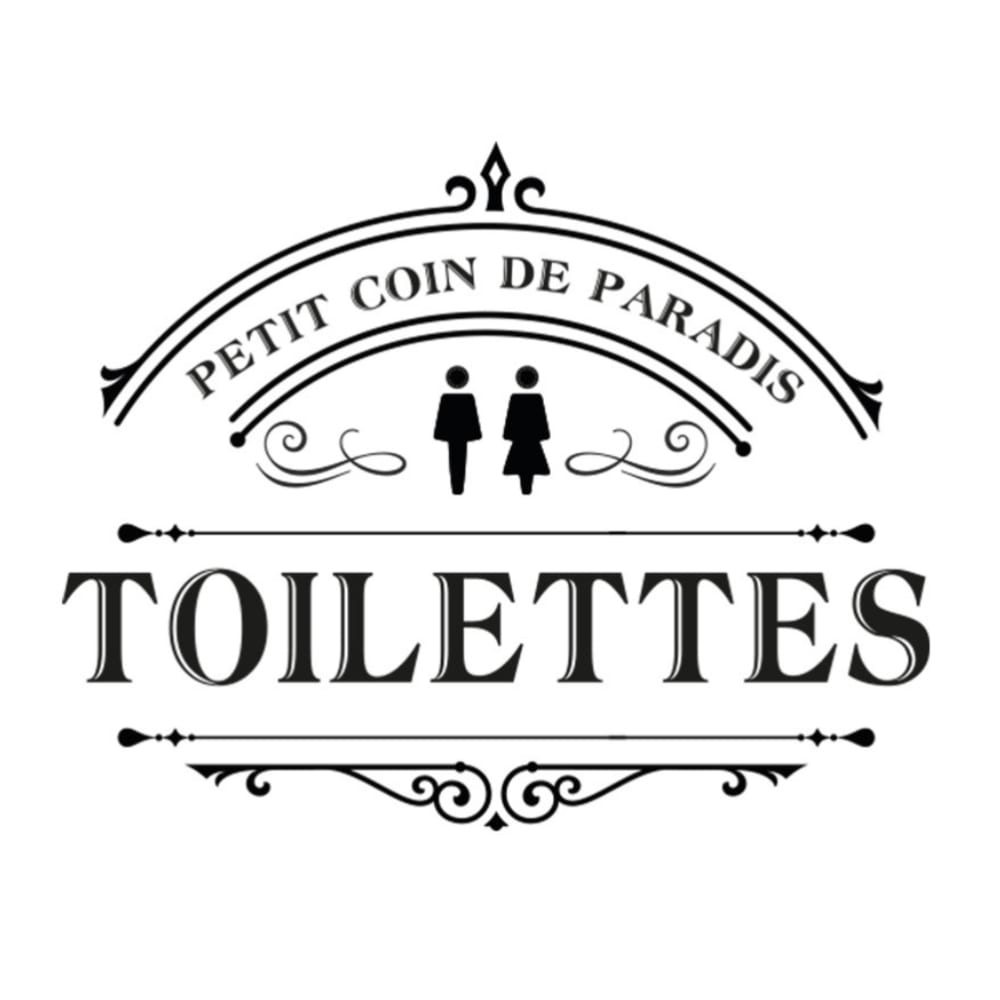 STC Sticker décoratif de porte toilettes 18x15cm style vintage Noir Pva - Polyacétate De Vinyle