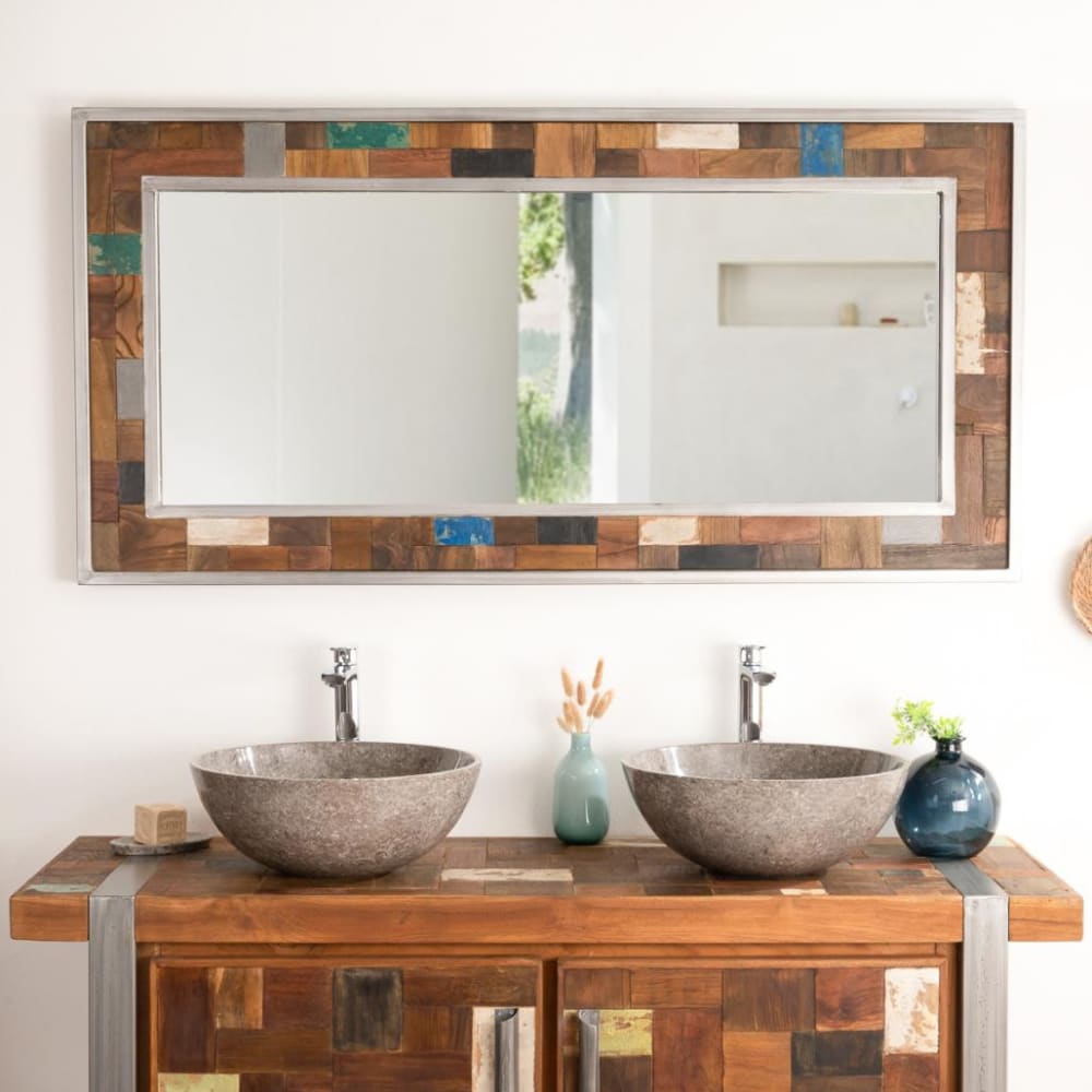 Espejo grande para cuarto de baño madera metal 140 x 70 - Maisons du Monde