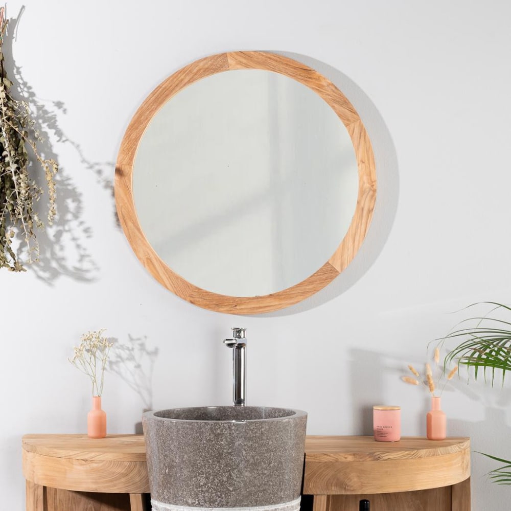 Espejo ojo de buey 68 cm de teca - Maisons du Monde