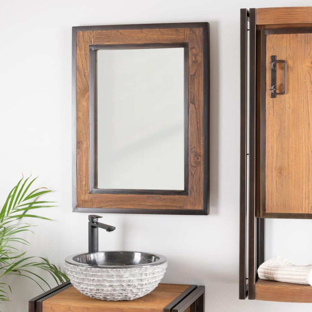 Miroir de salle de bain bois métal 60x80 - Maisons du Monde