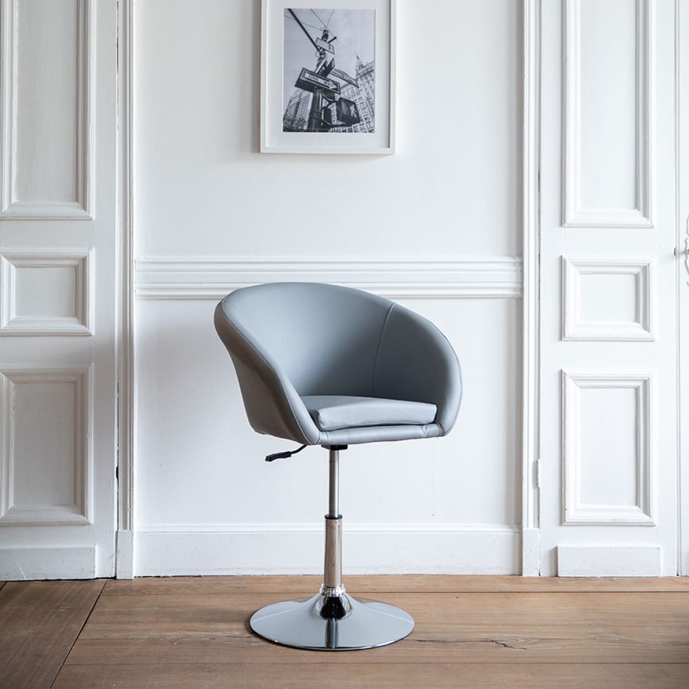 Sgabello da bar regolabile in similpelle grigia - Modello Contemporaneo - Grigio - PVC - Cloruro di polivinile