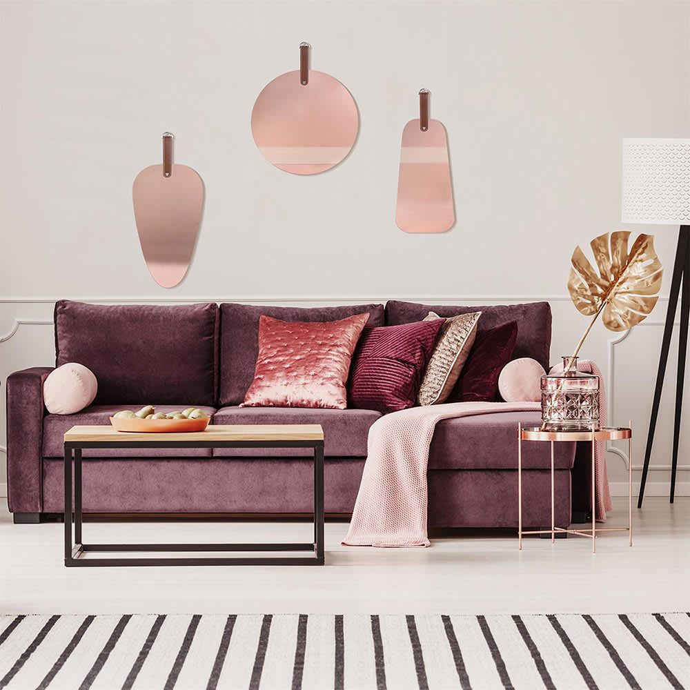 Miroir cuivre rose avec anse rond - Maisons du Monde