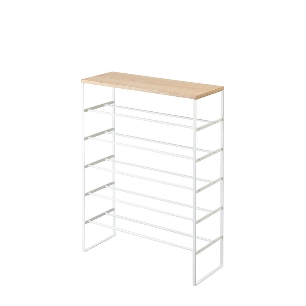Decoclico Etagère à chaussures en métal et bois blanc Blanc Acier - 66x25x87cm