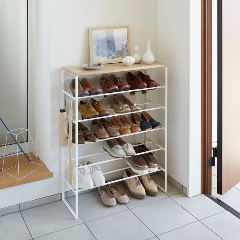 Etagère à chaussures en métal et bois blanc - Maisons du Monde