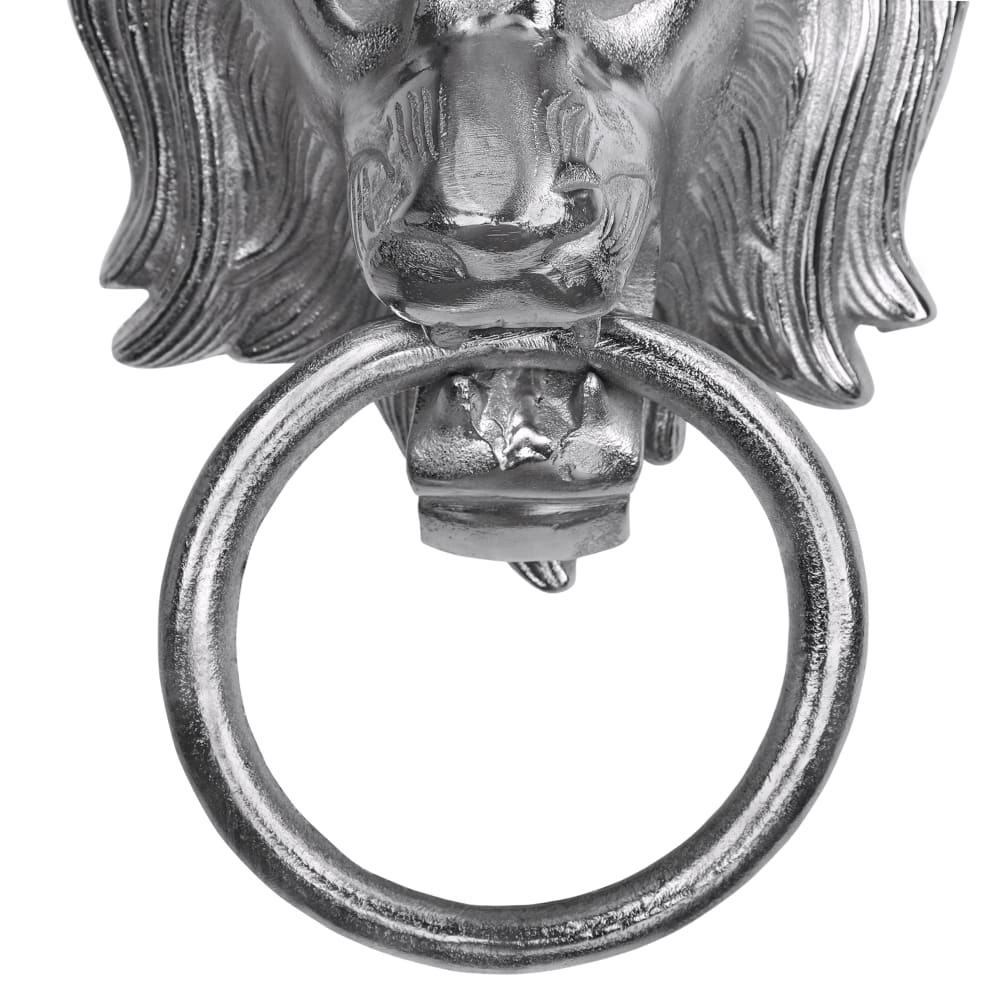 Porta asciugamani 10x31 cm argento testa leone in alluminio