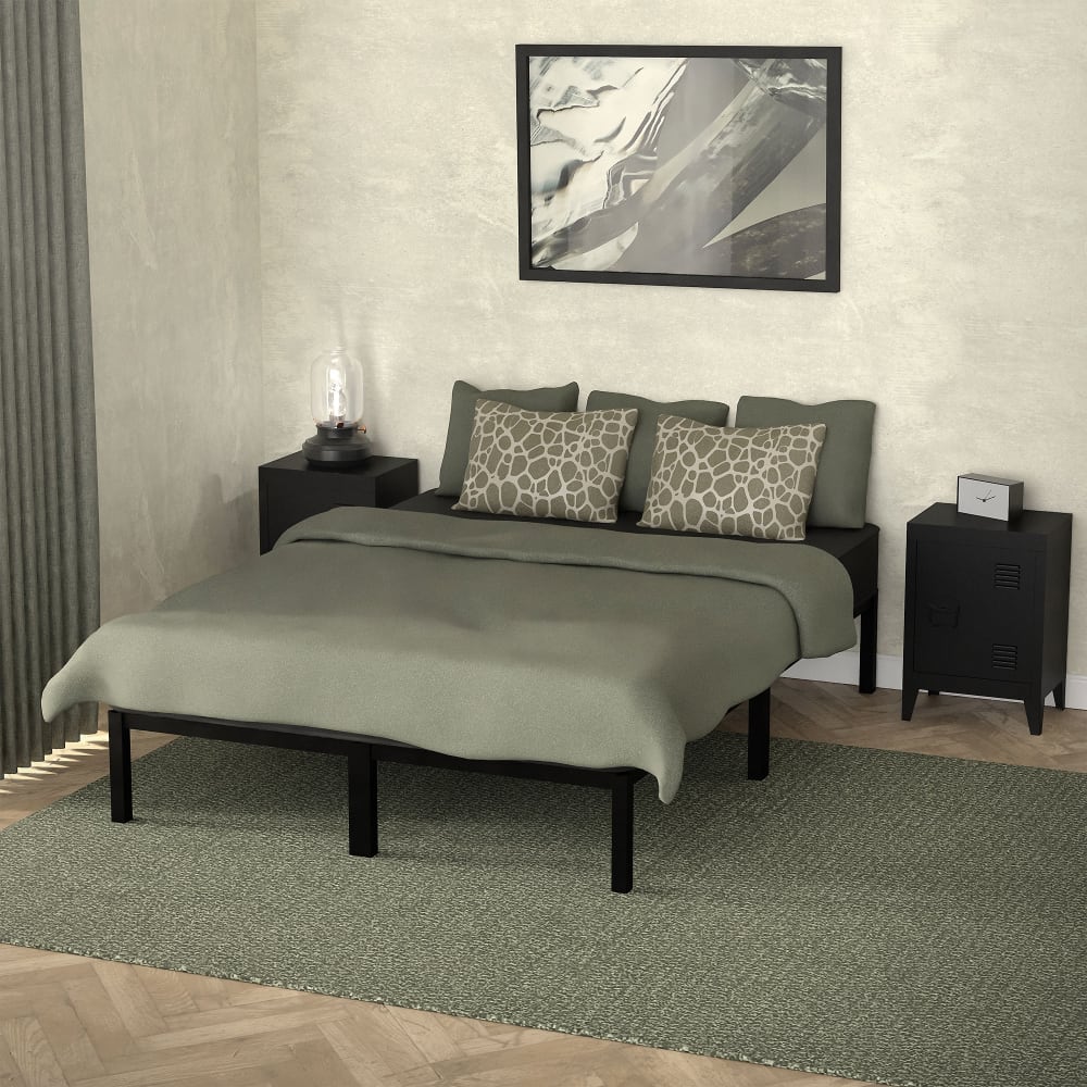 Cama de estructura metalica 140 x 200 cm negro dormitorio matrimonial - Maisons du Monde