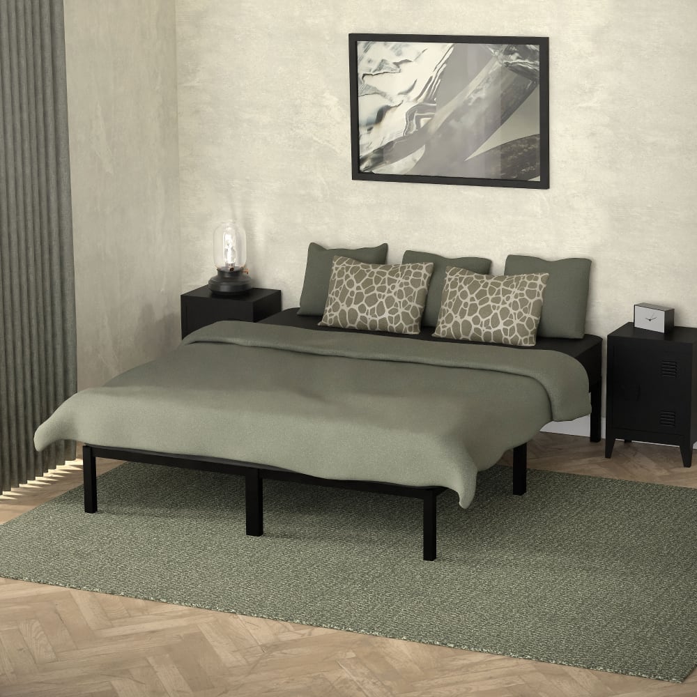 Letto matrimoniale 160x200 cm nero metallo acciaio con rete a