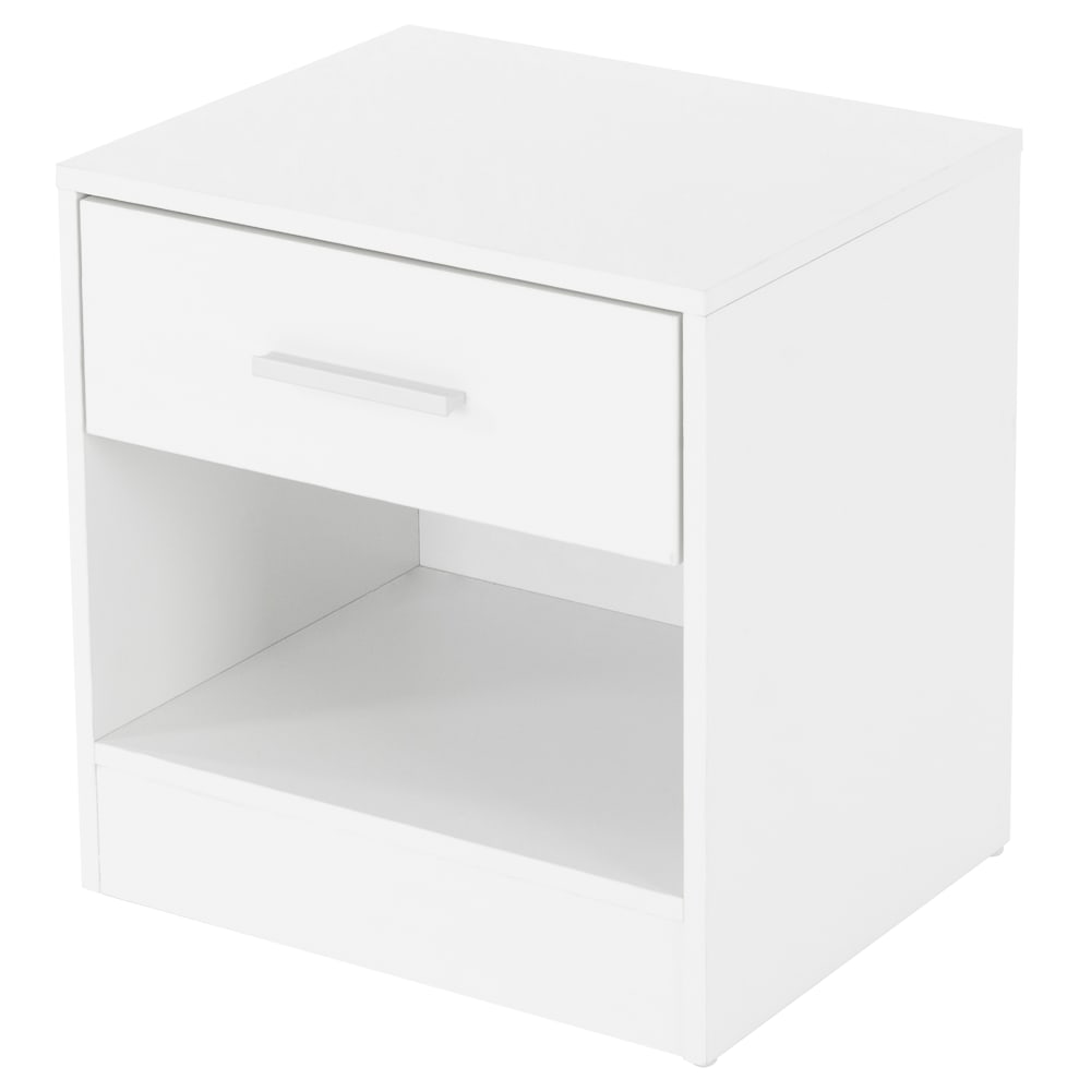 ML-Design Nachttisch 2er Set Weiß 36x38x30 cm mit 1 Schublade und offenem Fach Weiß Spanplatte