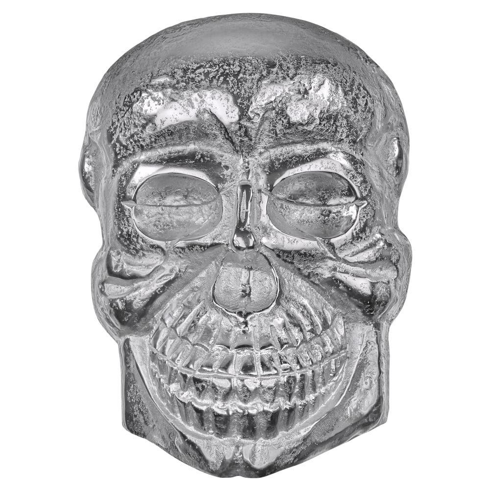 WOMO-DESIGN Deko Totenkopf 42x30 cm Silber aus Aluminium mit Nickel Finish Silber Aluminium