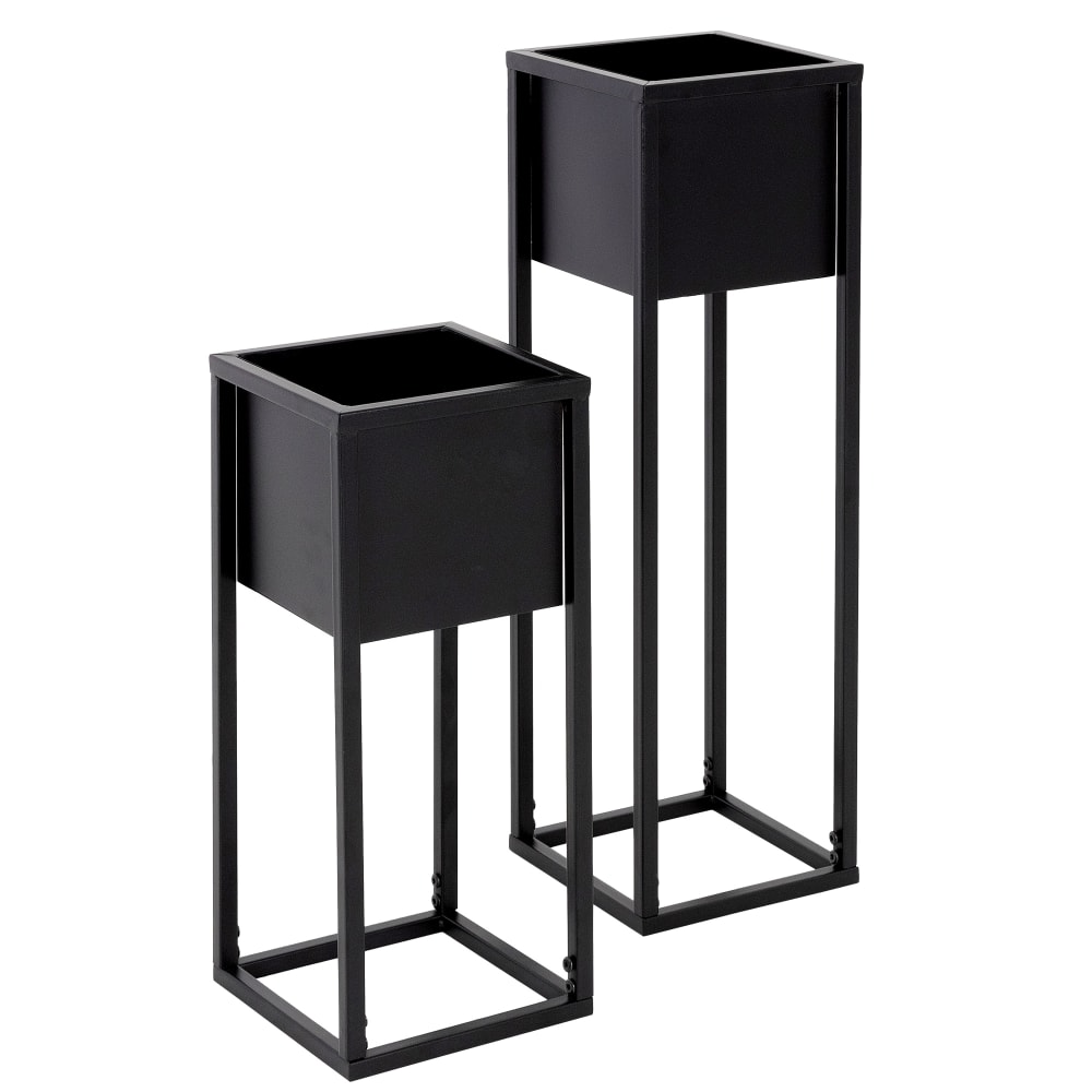 Set 2 fioriere piante in metallo nero 21x50 / 70x21cm - Metallo