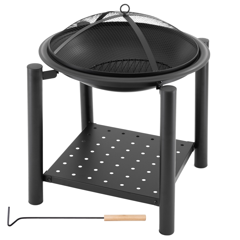 Braciere da campeggio con coperchio e attizzatoio Ø 55cm - Nero - Acciaio