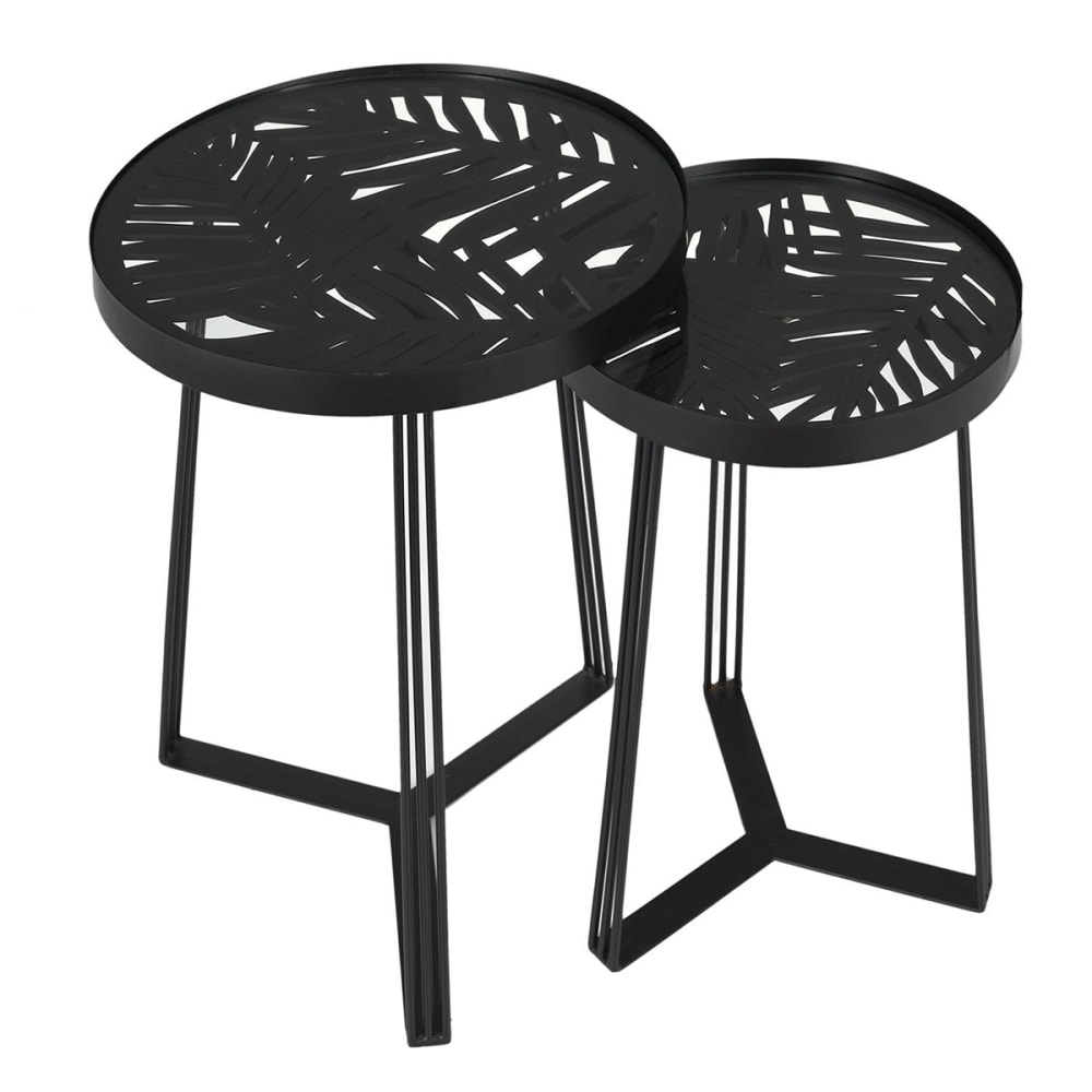 The Home Deco Factory Tables d'appoint gigognes noires - Lot de 2 style contemporain Noir Métal - 50x40x50cm