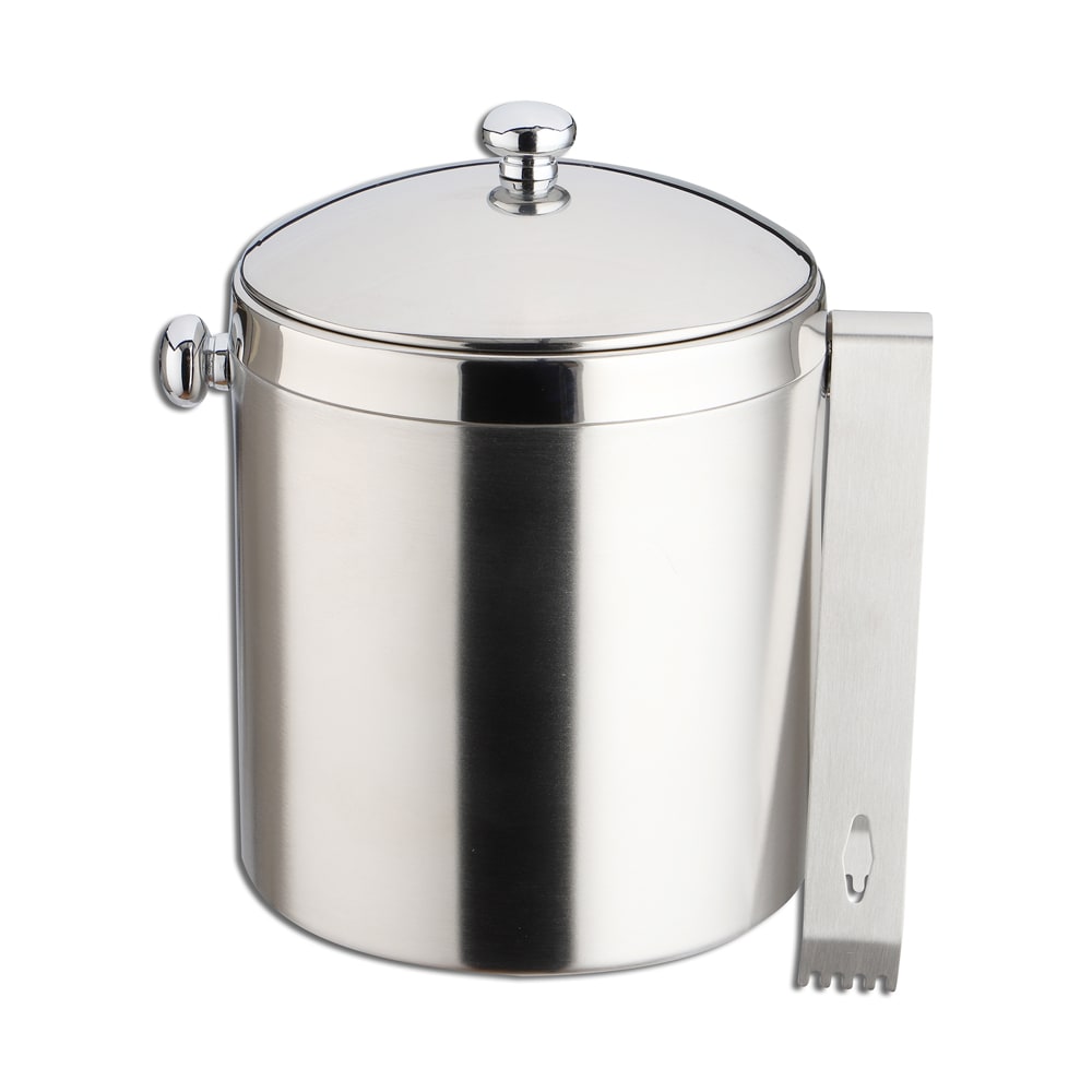 Seau à glaçons 1 l et pince gris en acier inoxydable (inox)