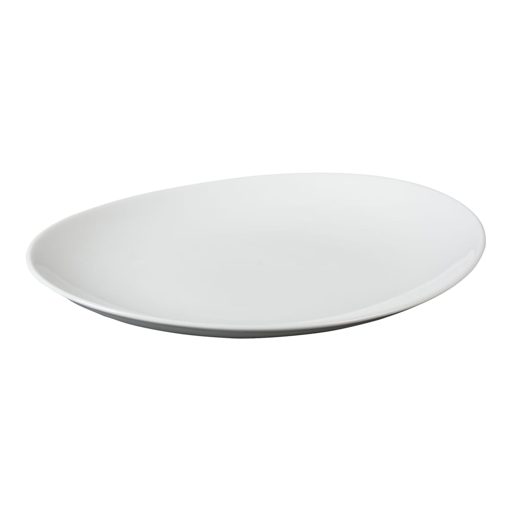 Lot de 6 assiettes à steak ovale 30x28 cm  blanches en porcelaine - Maisons du Monde
