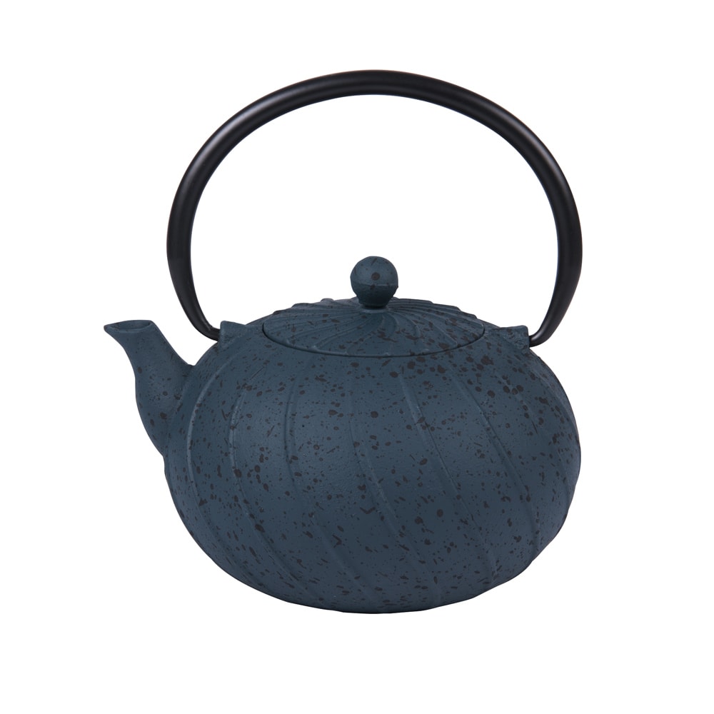 Théière en fonte avec filtre 1,2l spirale  bleu en fonte émaillée
