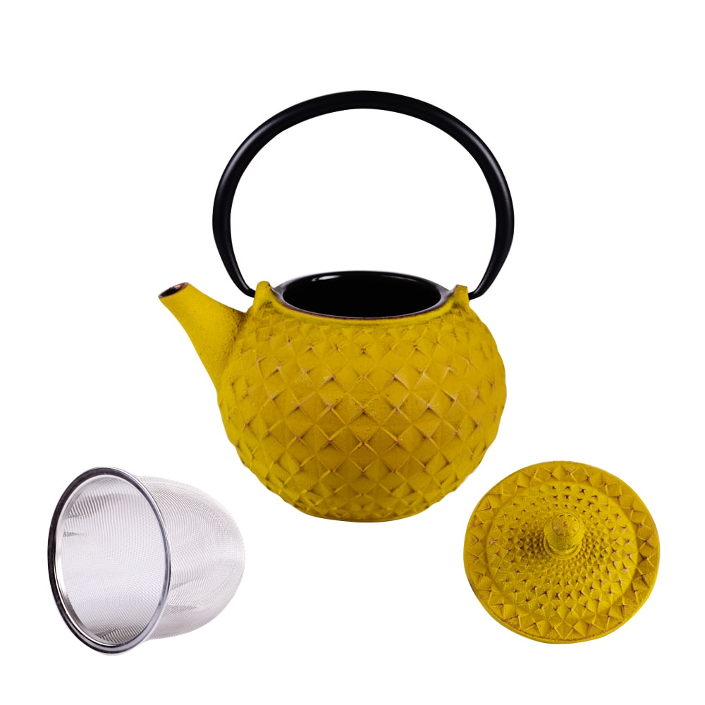 Théière en fonte 1 l avec fitre inox octo  jaune en fonte émaillée - Maisons du Monde