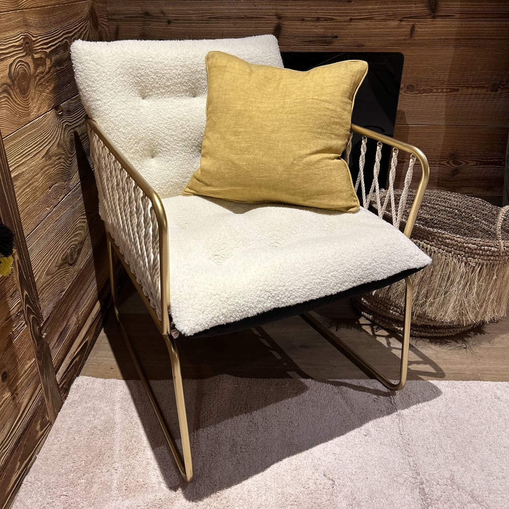 Coussin en lin jaune moutarde 40cm — vue 4