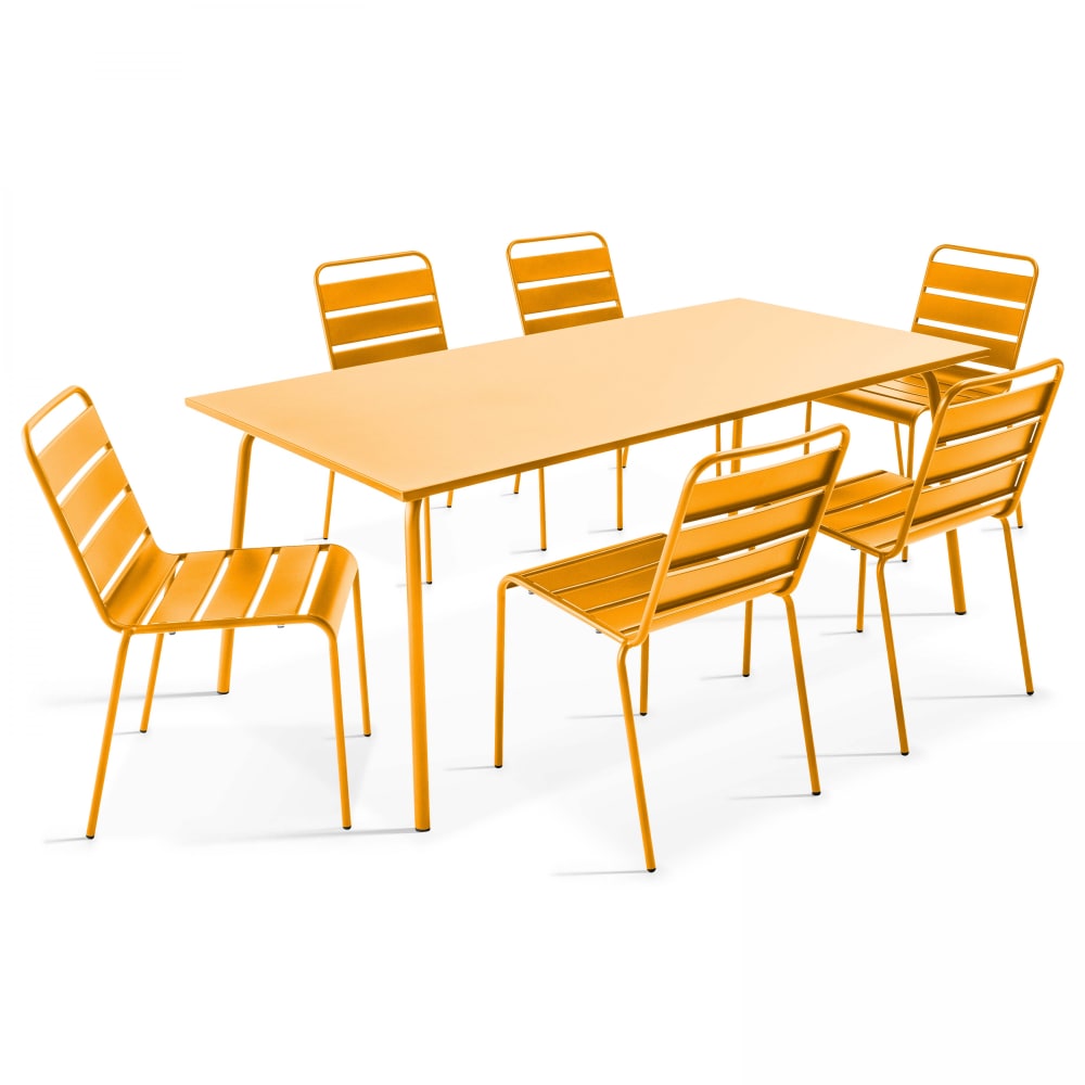 Table de jardin et 6 - jaune