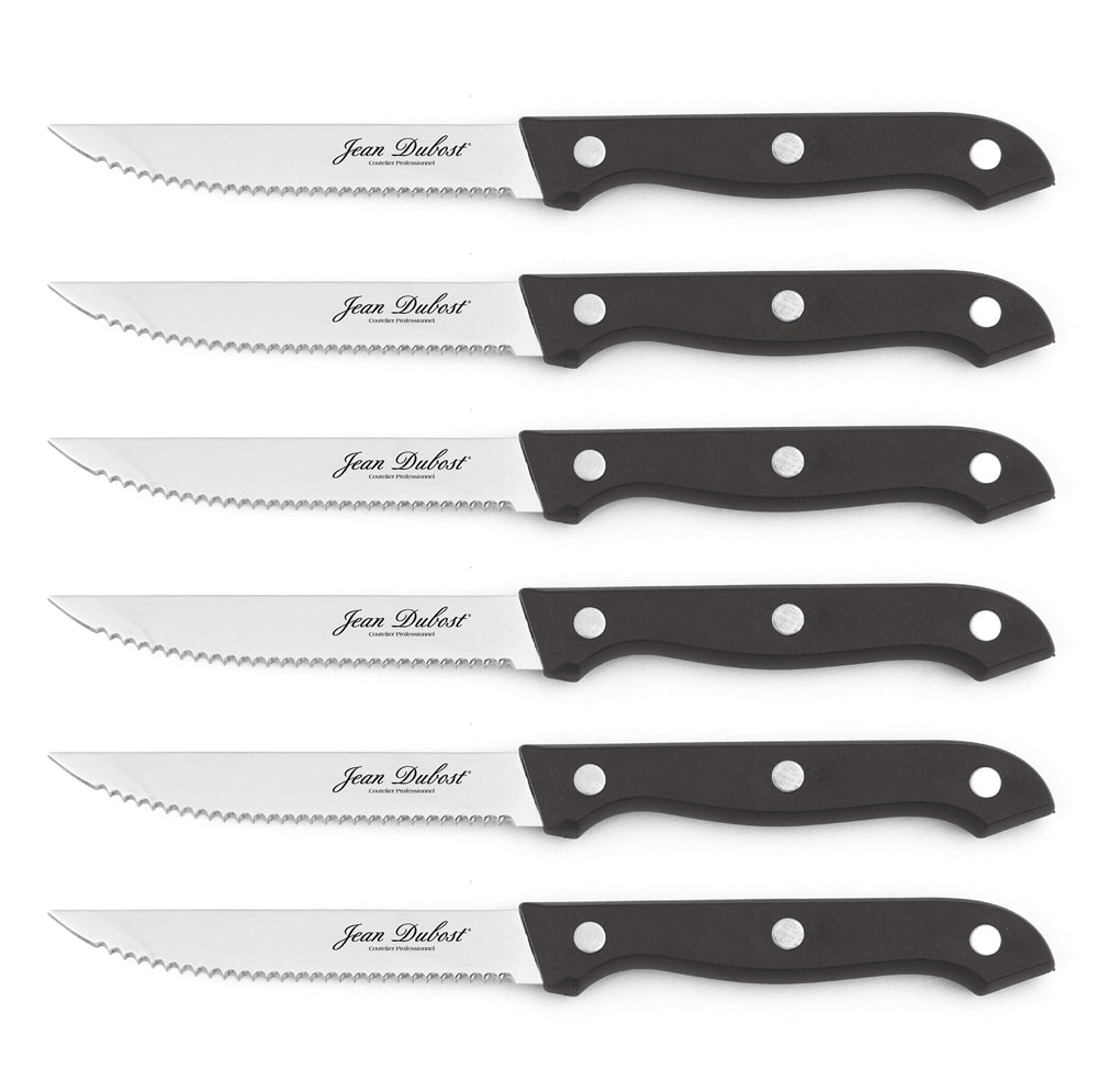 Lot de 6 couteaux à steak noir en inox