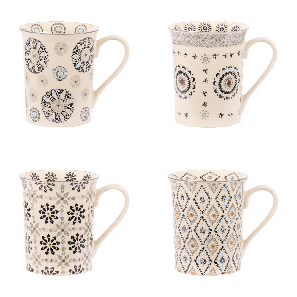 Coffret de 4 mugs   30 cl gris en grès