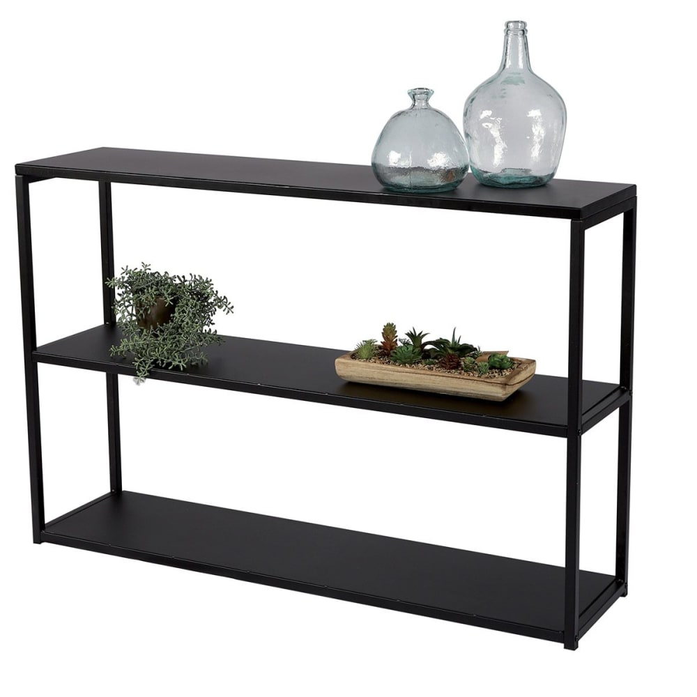 Console d'entrée en métal noir 3 étages