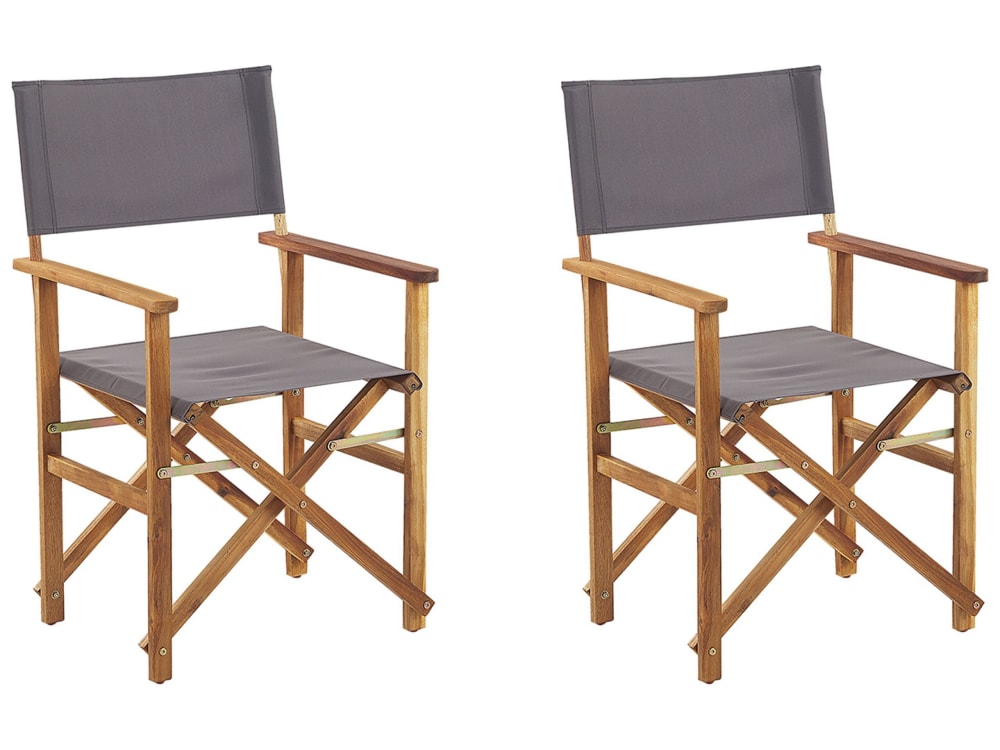 Lot de 2 chaises de jardin acacia gris