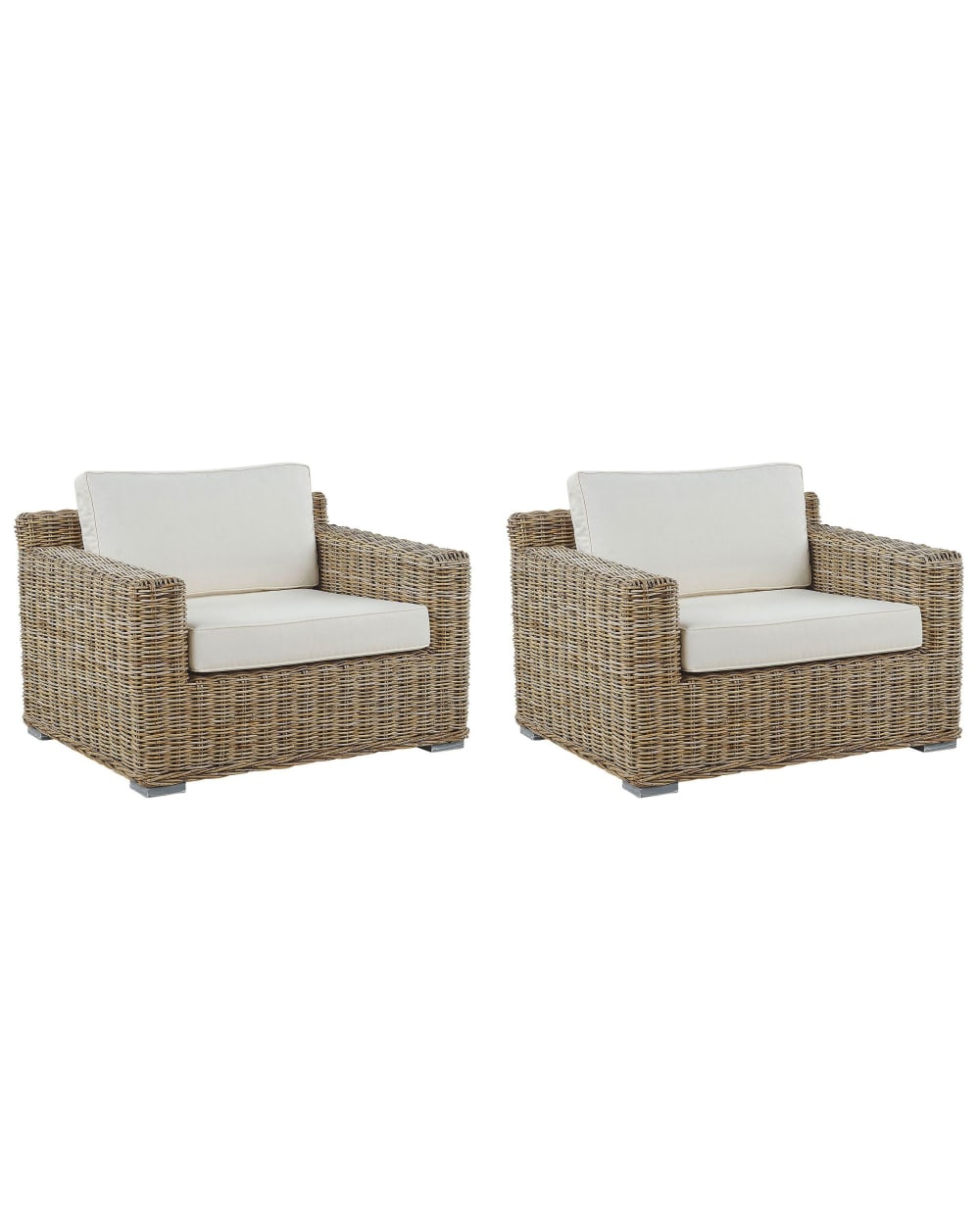 Ensemble de 2 fauteuils de jardin rotin marron clair