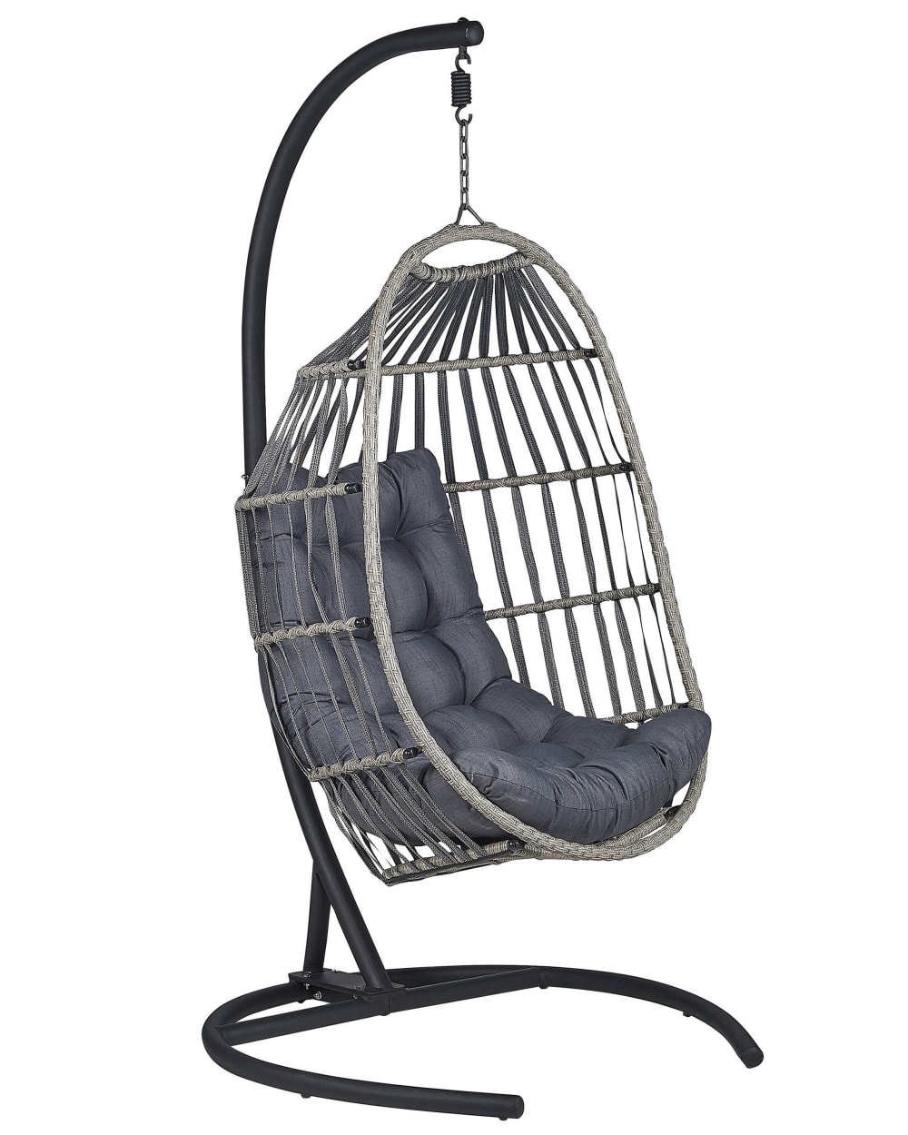 HäNgesessel Mit Gestell Aus Stoff, Polyrattan 198Cm, Grau
