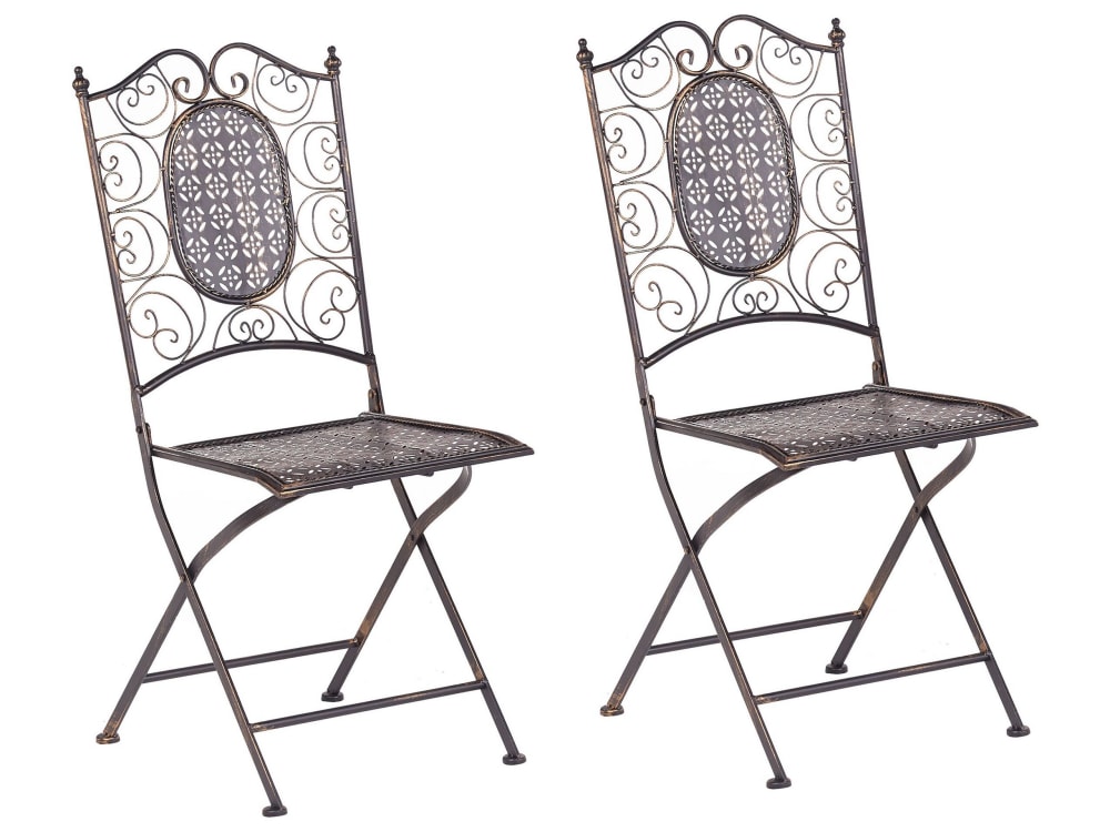 Lot de 2 chaises de jardin pliant métal noir