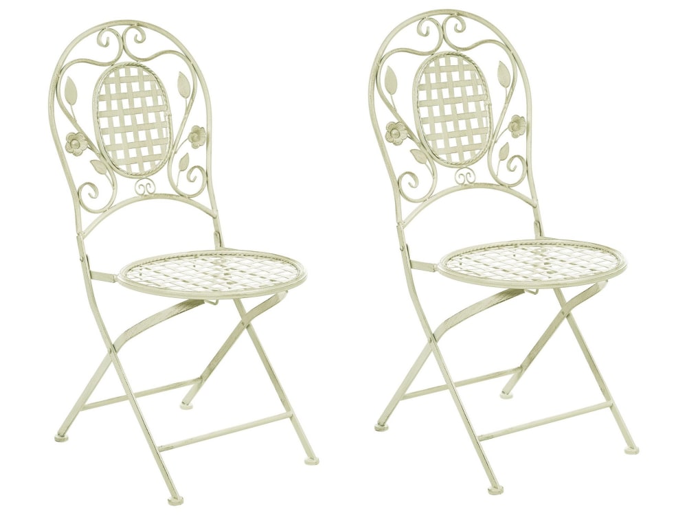 Gartenstuhl 2Er Set Aus Metall 93 Cm, GrüN