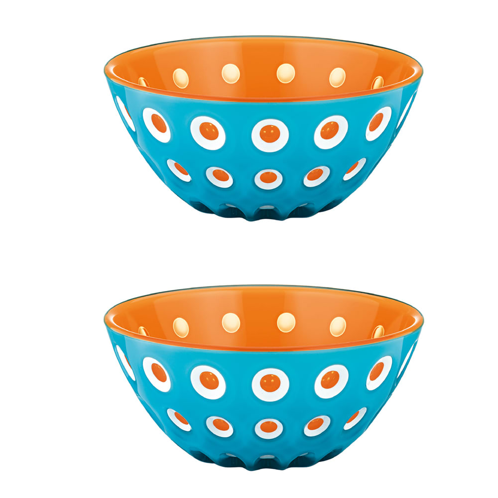 Lot de 2 bols 12 cm bleu et orange en plastique multicolore Lot de 2 bols 12 cm bleu et orange en plastique multicolore