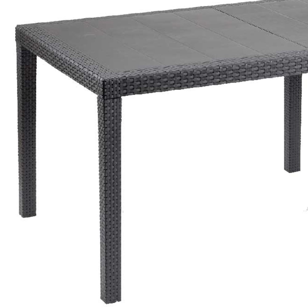 Table de jardin rectangulaire effet rotin gris anthracite L220cm - Maisons du Monde
