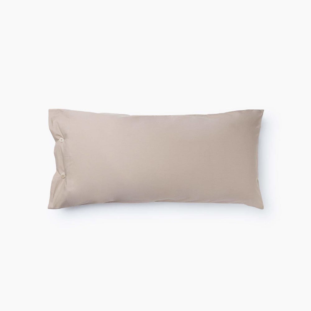 Funda de almohada de algodón orgánico 180 hilos gris piedra. 45x110cm