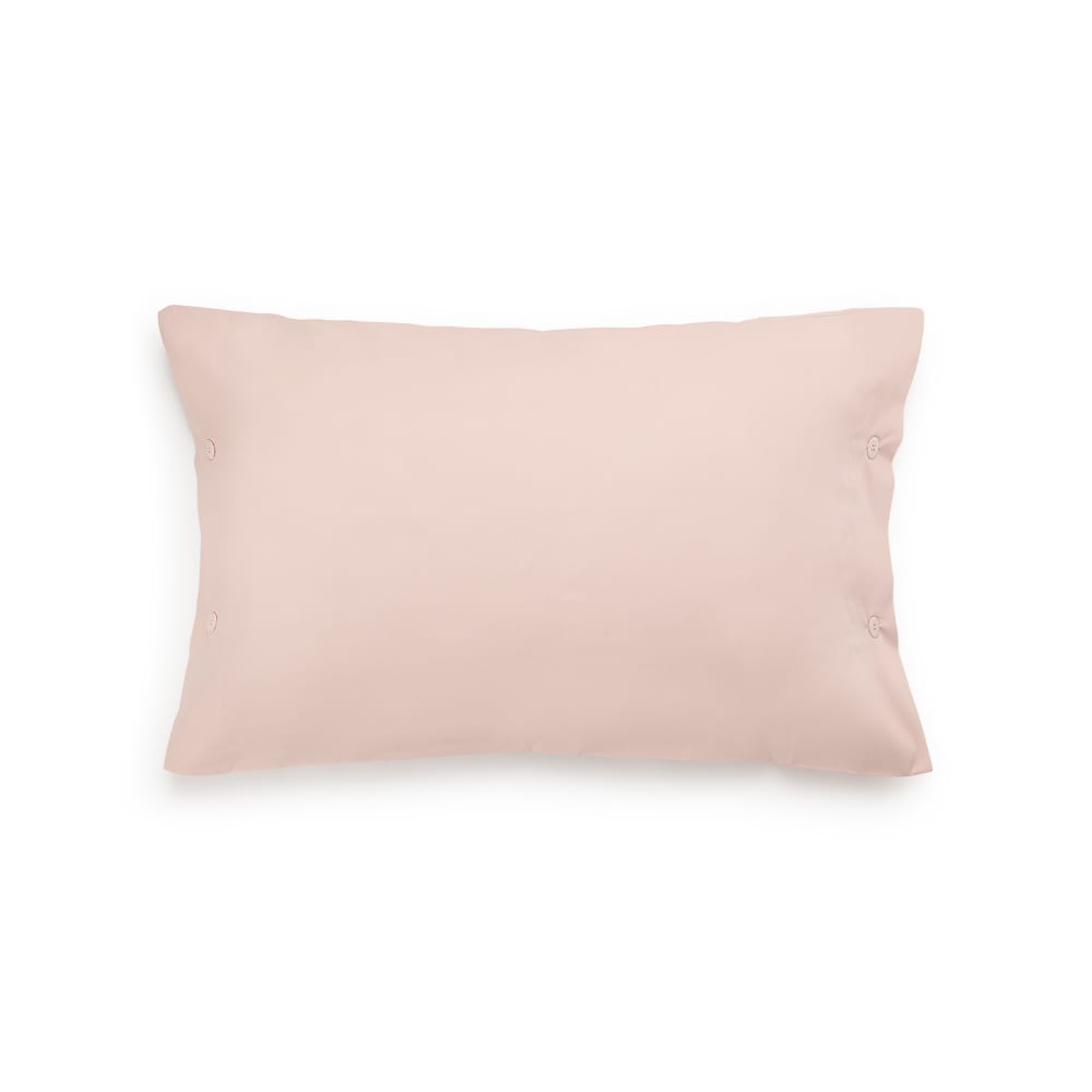 Funda de almohada de algodón orgánico 180 hilos color rosa. 45x110cm