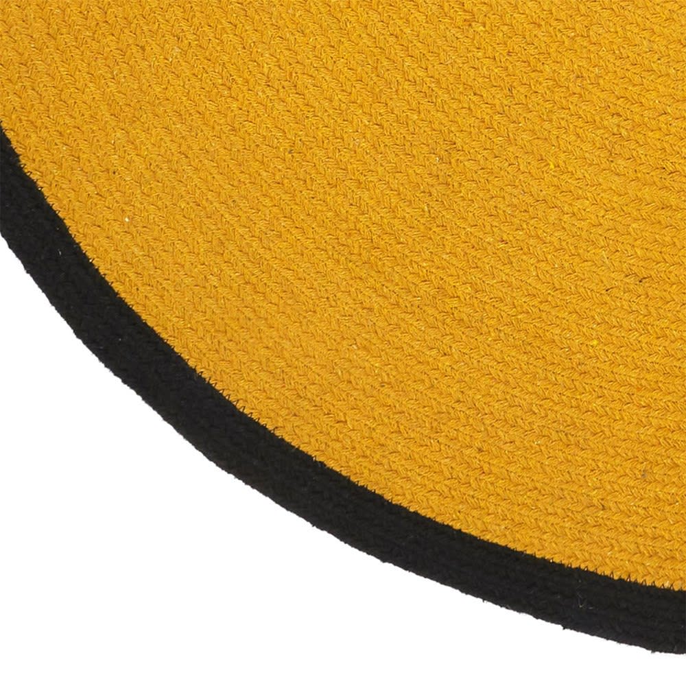 Tapis rond coton moutarde bord noir D120cm — vue 4