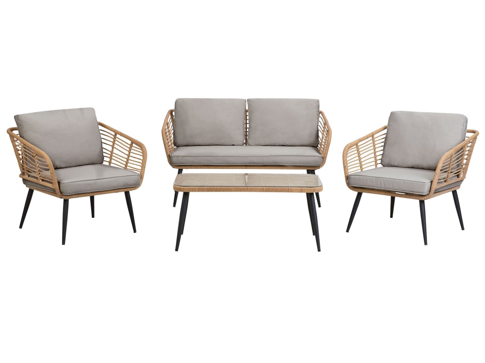 Garten Lounge 4 Personen Aus Polyrattan, Braun