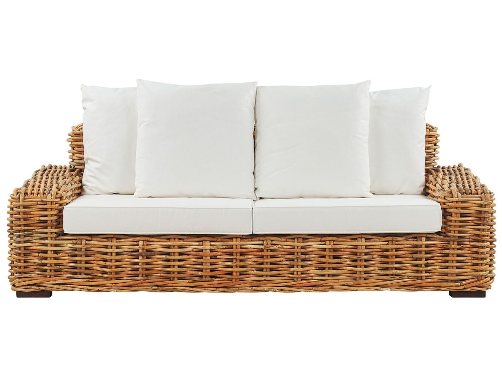 3 Sitzer Sofa 3 Personen Aus Rattan, Braun