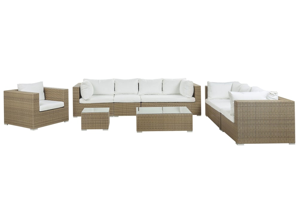 Set de jardin en polyrotin marron 8 Personnes