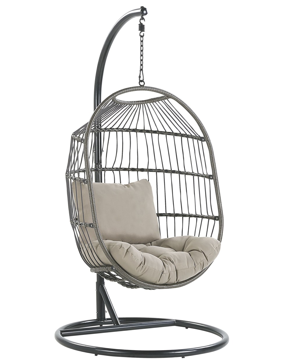 Fauteuil suspendu effet rotin gris avec pied noir ø 102 cm
