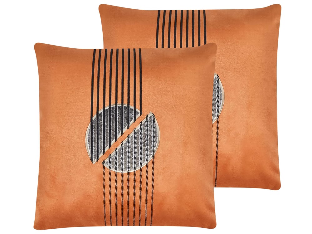Lot de 2 coussin décoratifs en tissu orange 45x12cm