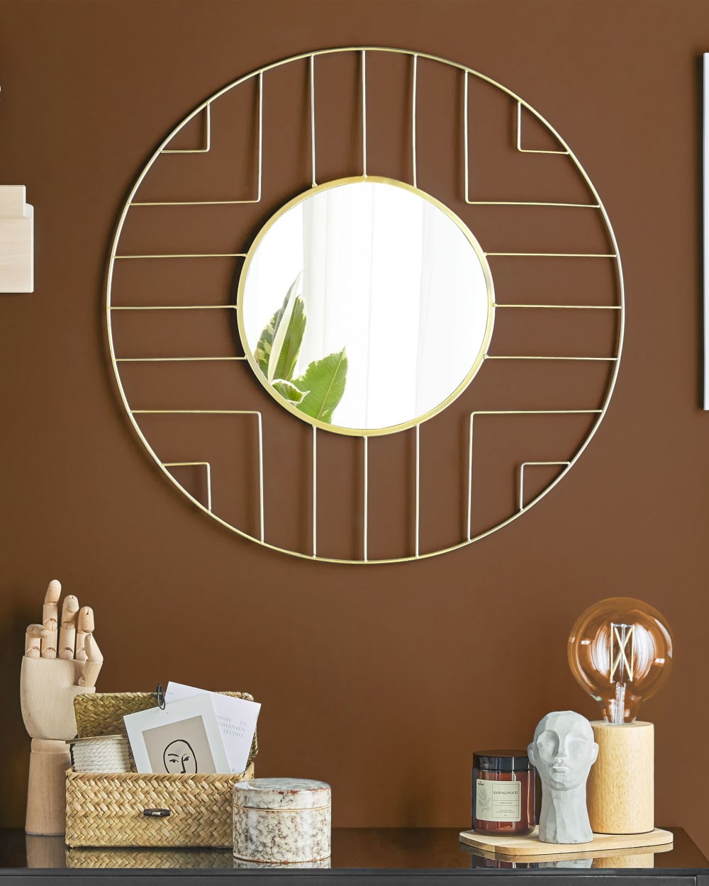 Miroir en métal doré 60x60