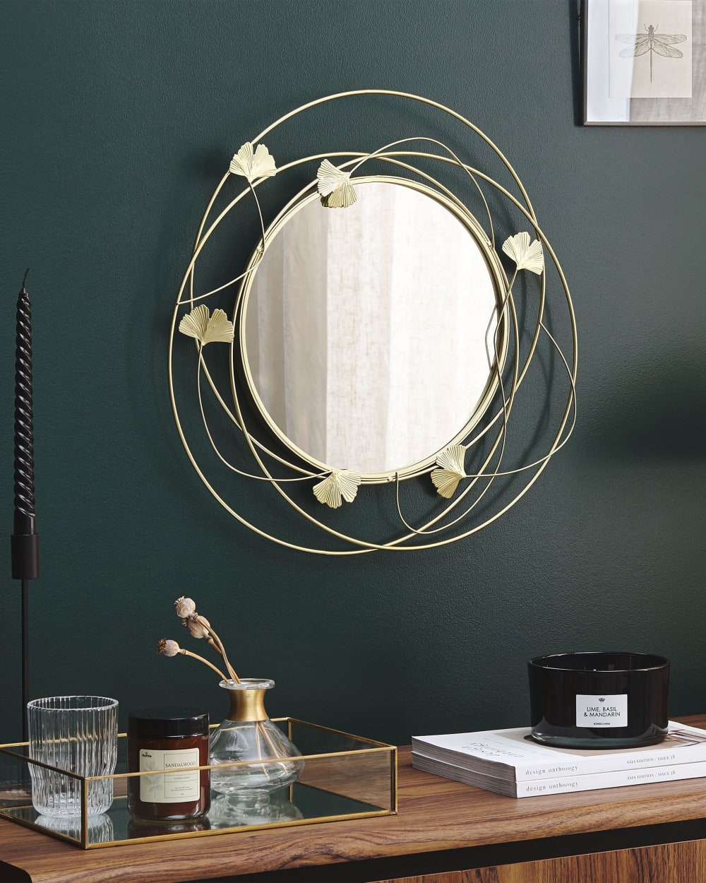 Miroir en métal doré 49x46